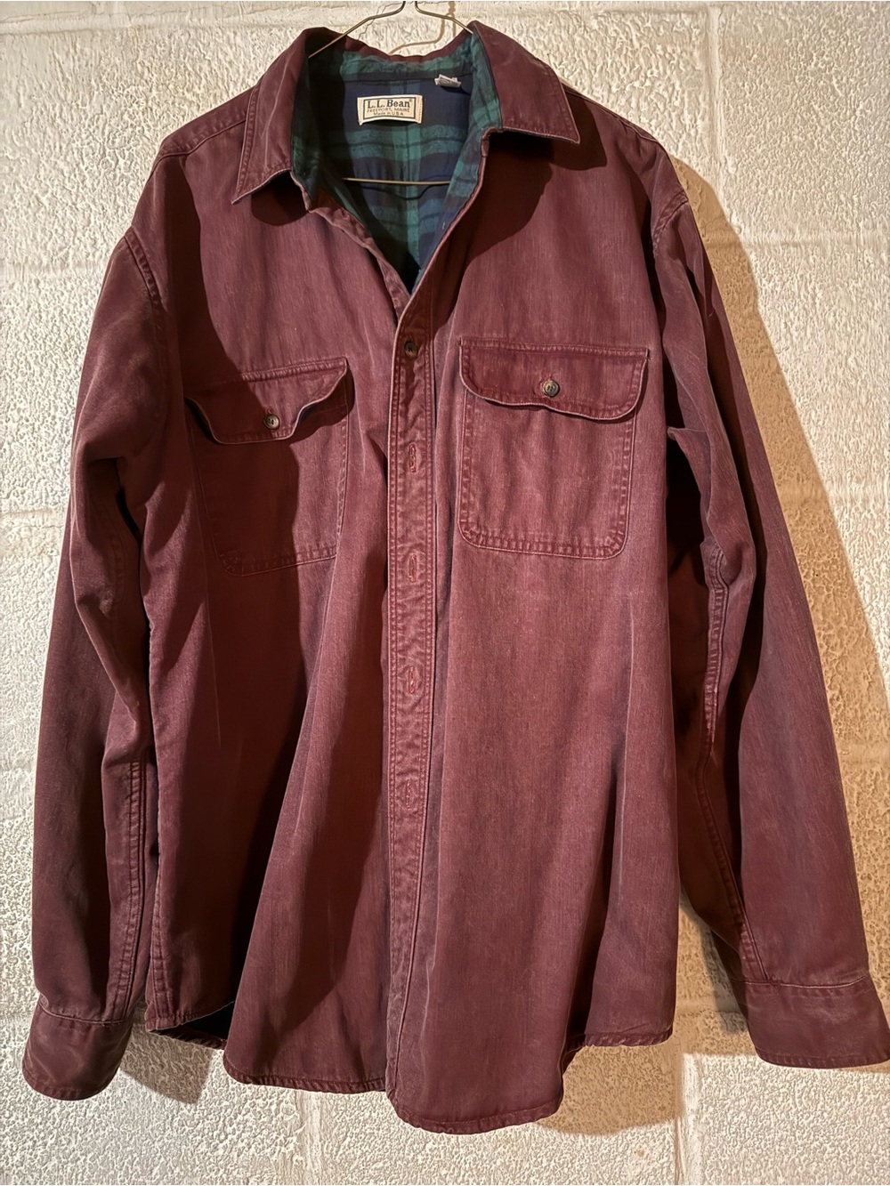 Vintage L.L. Bean Men's Burgundy Workshirt Jacket